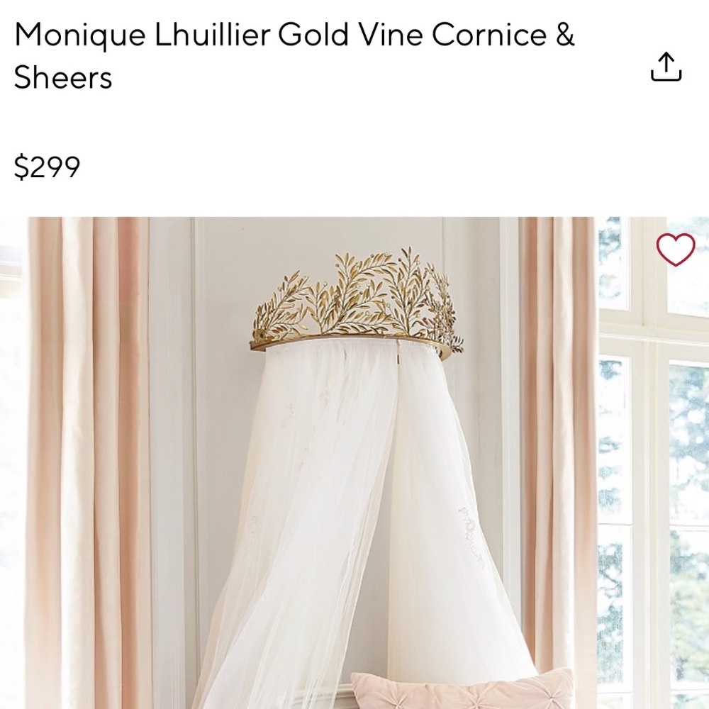 Monique Lhuillier pottery barn kids gold vine cornice and sheers Bnib $300+